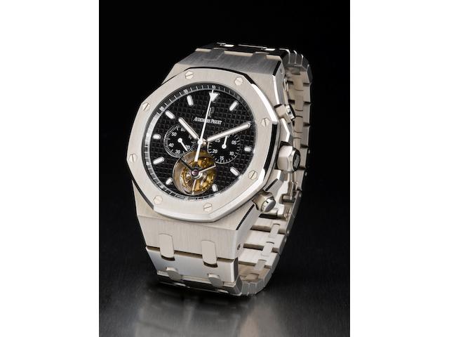 Audemars Piguet. A very fine and rare stainless steel limited edition tourbillon chronograph wristwatchRoyal Oak Tourbillon Chronograph, Ref: 25977ST, Case No. F25538, Limited production, Circa 2000's