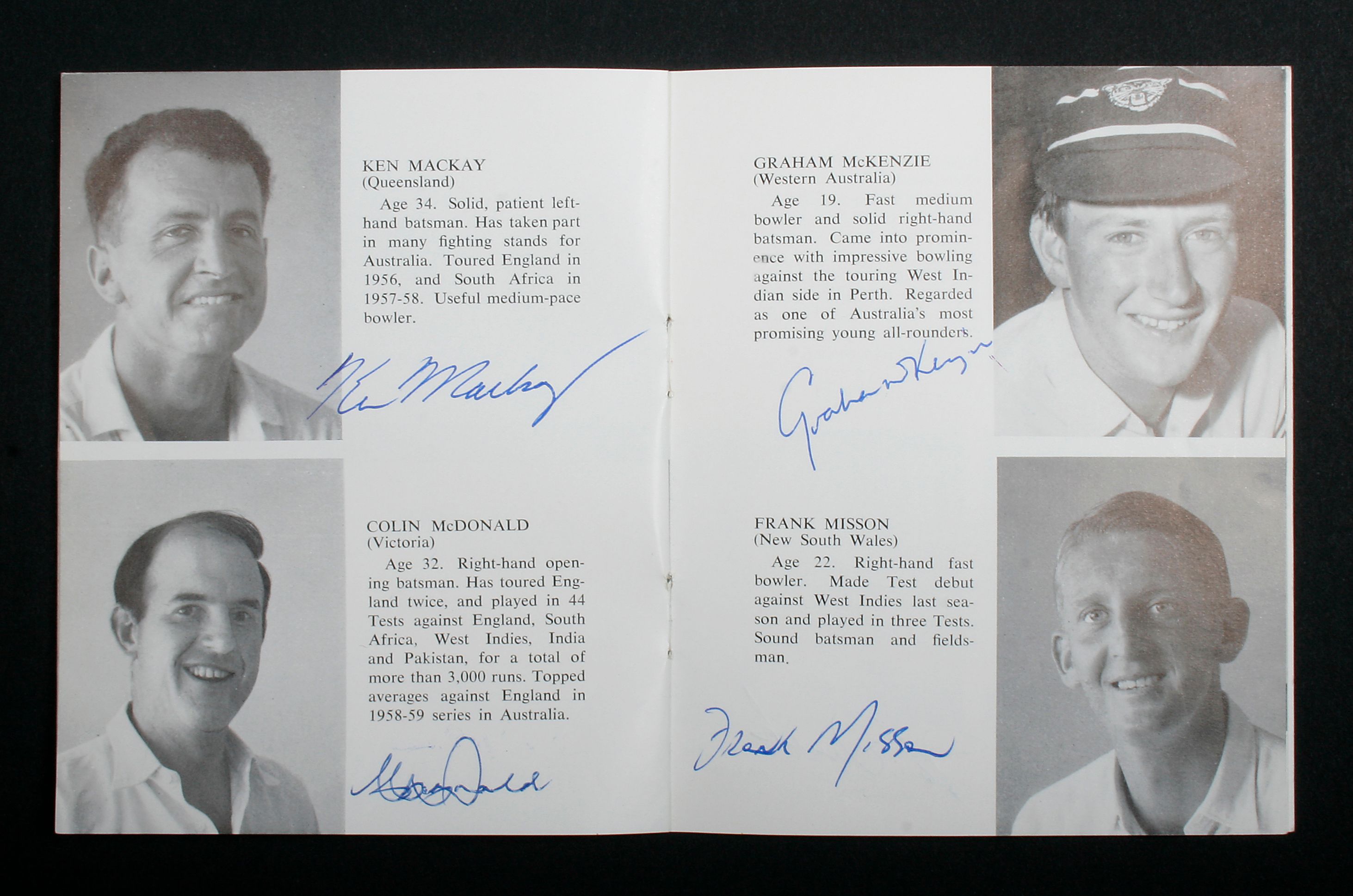 1961 Australian Tour signed programme auctions & price archive