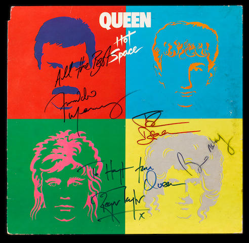 A signed copy of the album 'Hot Space' by Queen,