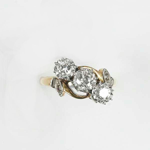 A diamond three stone ring