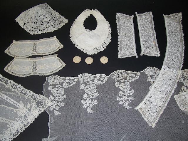 A Duchesse lace baby's cap and small bib