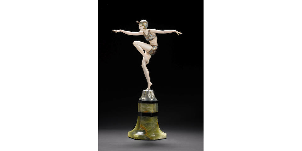 Ferdinand Preiss 'Con Brio' a Cold-Painted Bronze and Carved Ivory Figure, circa 1925