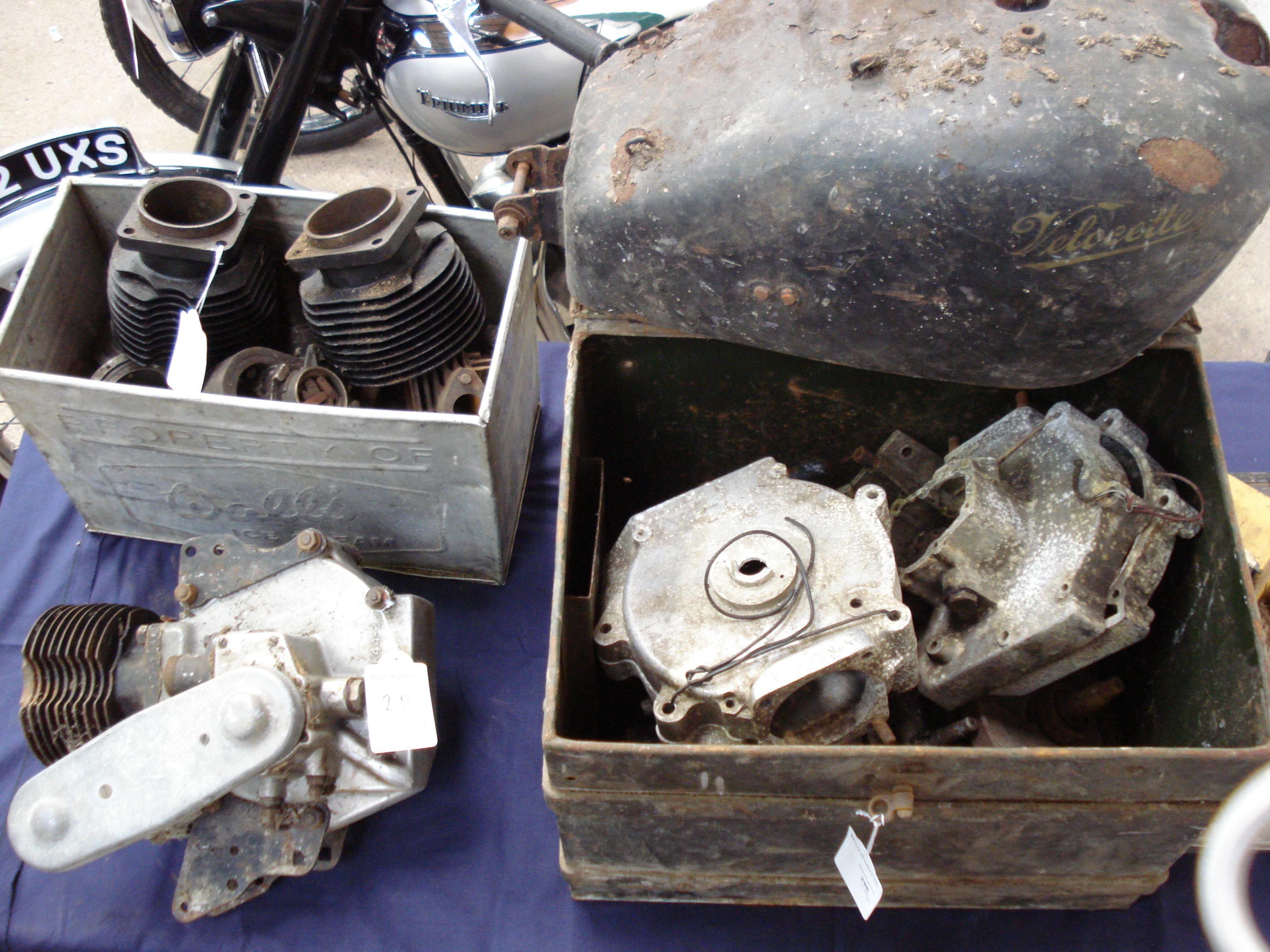 A quantity of largely vintage Velocette spares,