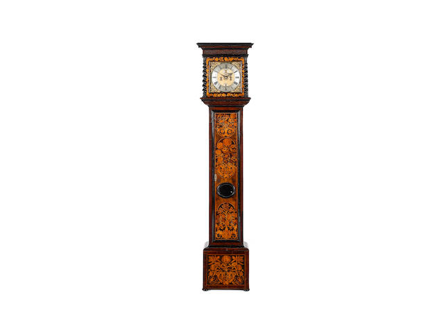 A good late 17th century walnut and marquetry inlaid longcase clock John Hunt, London
