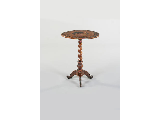 An Italian marquetry and walnut occasional table,circa 1900