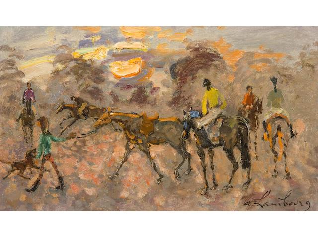 Andre Hambourg (1909-1999) Horse racing at Dusk