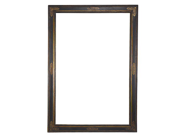A Tuscan 16th Century parcel gilt and black painted cassetta frame