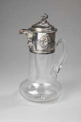 A Victorian silver mounted glass decanter by John Figg,