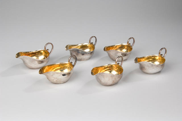 A set of six Victorian butter boats by Carrington & Co., London 1894,