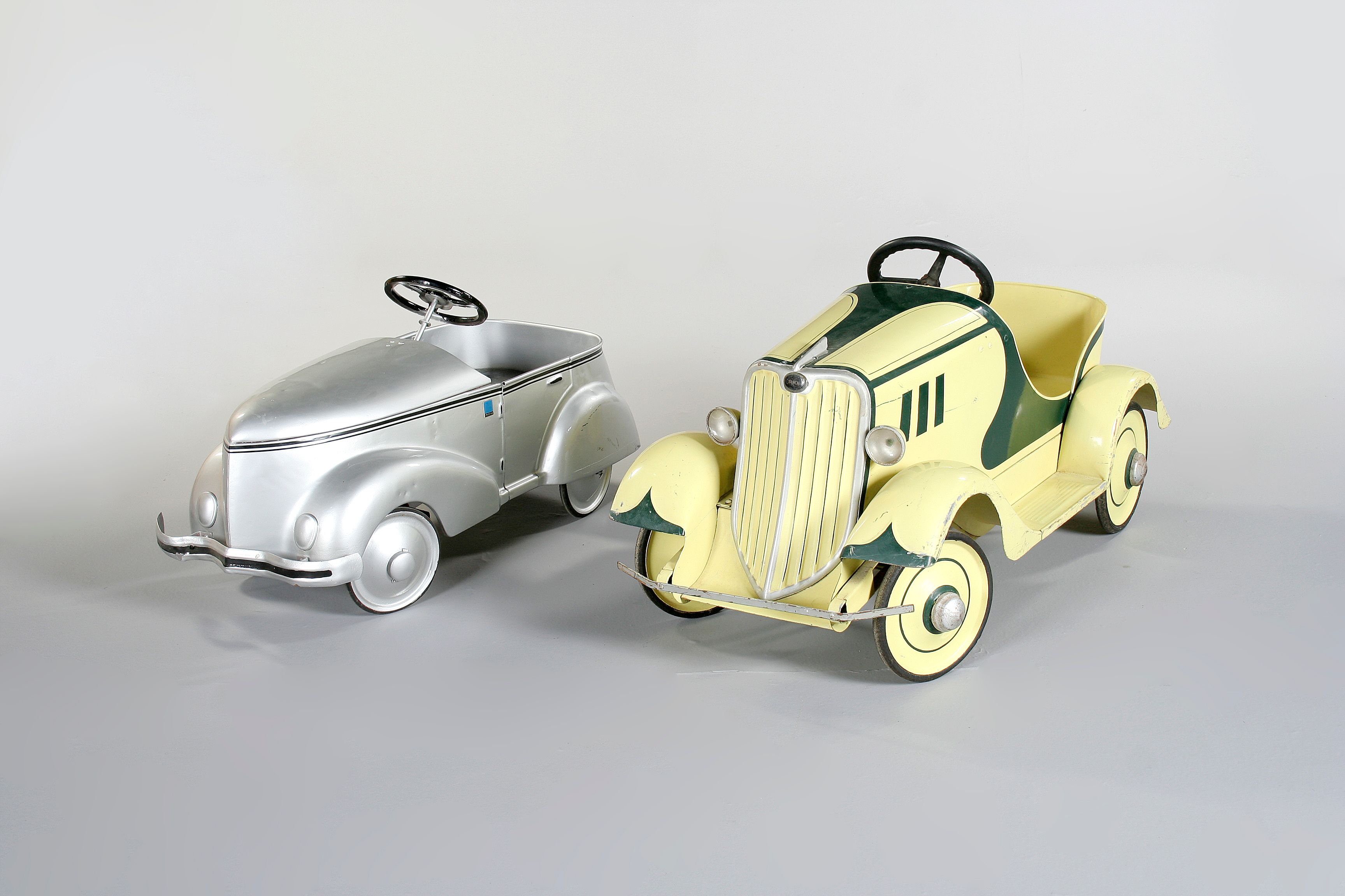 A streamlined pedal car,