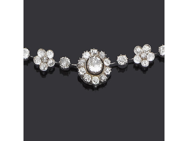 A late 19th century diamond necklace,