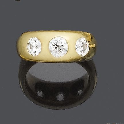 A diamond three-stone ring