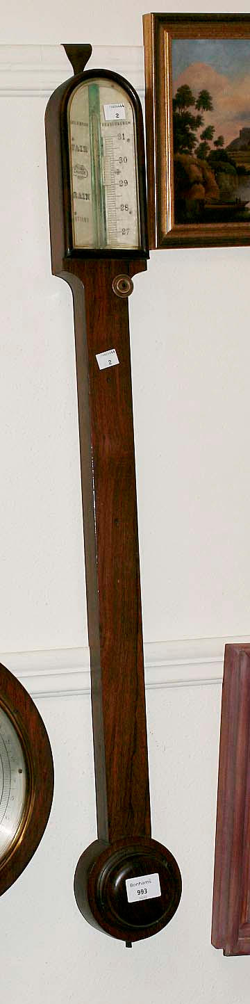 A rosewood stick barometer