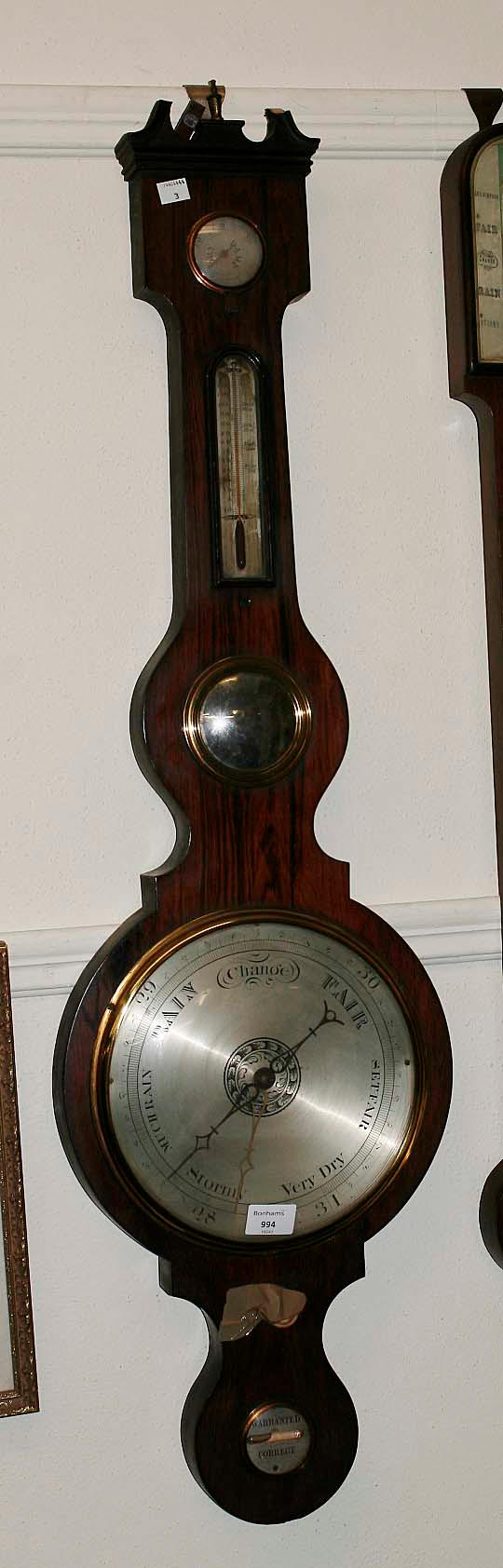 A 19th century rosewood wheel barometer