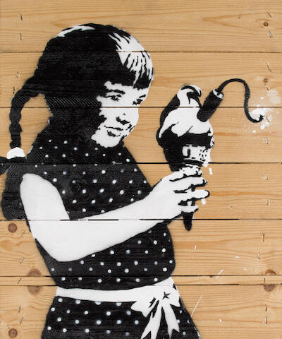 Bonhams Banksy British Born 1975 Girl Holding Icecream Bomb 04 Bonhams Banksy British Born 1975 Girl Holding Icecream Bomb 04