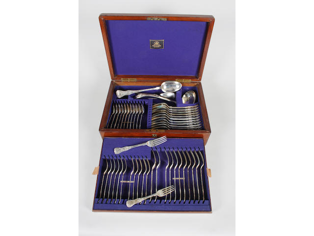 An Edwardian silver single struck King's pattern canteen of cutlery for twelve place settings By Hamilton and Inches, Edinburgh, 1902,  (50)