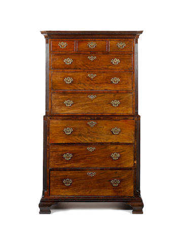 A George III mahogany Secretaire Chest on Chest