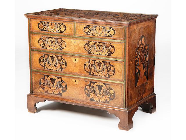 A William and Mary walnut and marquetry chest of drawers