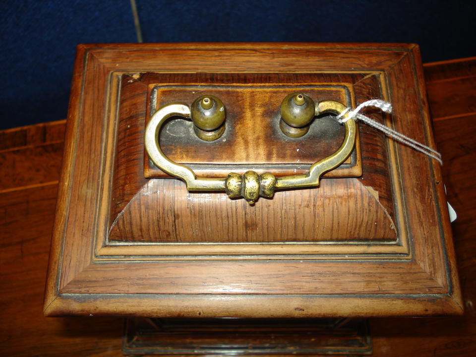 A mid 18th century olive-wood and walnut bracket clock Unsigned