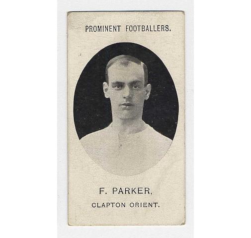 Taddy Prominent Footballers collection inc. Fulham, Millwall, Swindon Town, QPR, Bradford City, Notts Forest, Tottenham, Wolverhampton, Chelsea, Clapton Orient, Brighton & Hove Albion, Woolwich, Notts Forest etc., mixed with and without footnote backs, P-VG.