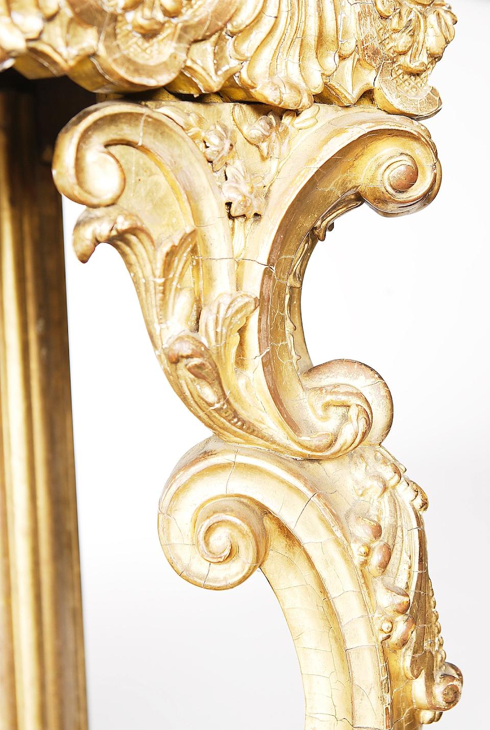 A late George III giltwood and parcel gilt console table