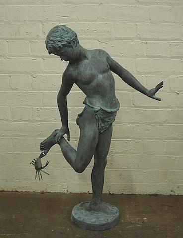 A bronze garden figure