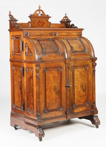 An American late 19th century mahogany and walnut 'Standard Grade' Wooton Patent Desk
