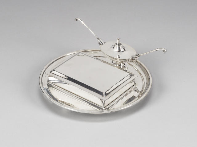 A Victorian silver combined table lighter and cigarette box, by George Fox, London 1889,