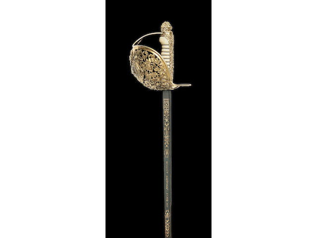 A Very Rare Gold-Hilted Officer's Sword Commemorating The Marriage Of King Zog I Of Albania