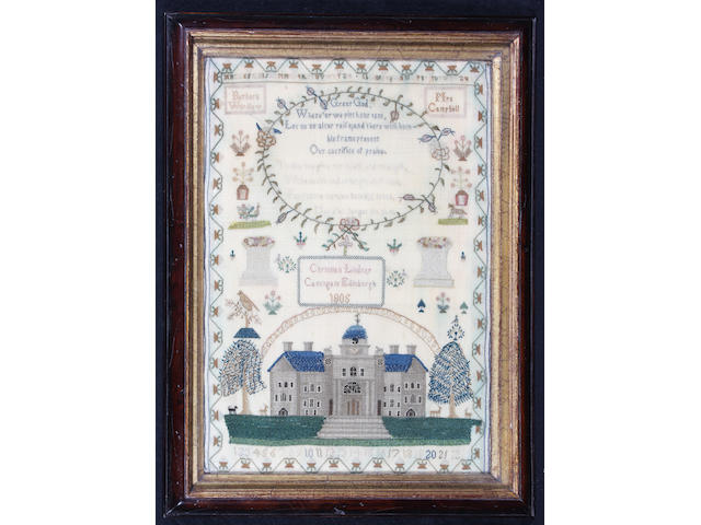 An early 19th century Scottish school sampler worked by Christian Lindsay of Canongate 1805