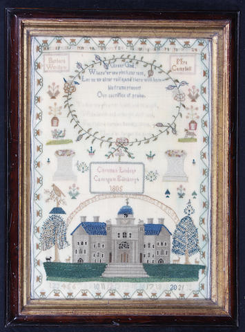 An early 19th century Scottish school sampler worked by Christian Lindsay of Canongate 1805