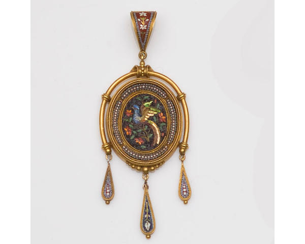 A 19th century Archaeological Revival micro-mosaic pendant