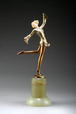 Joseph Lorenzl; a cold painted and ivory dancing lady