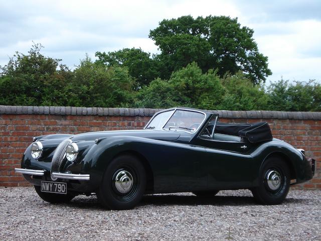 The first left-hand drive,1953 Jaguar XK120 Drophead Coup&#233;  Chassis no. 677001 Engine no. W-7036-8