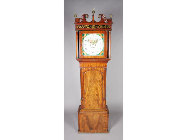 A late George III figured mahogany and chequer line inlaid longcase clock
