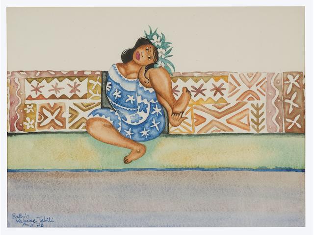 Walter Whall Battiss (South African, 1906-1982) Tahitian girl