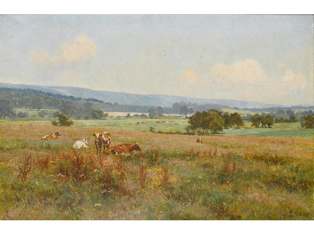 Edward Wilkins Waite (British, 1854-1924) Cattle in a meadow