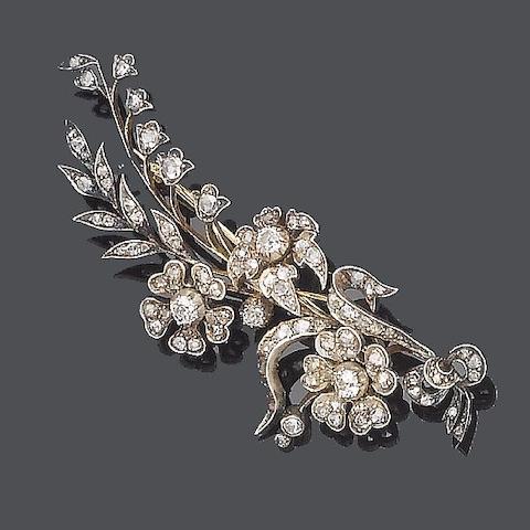 Bonhams : A late 19th century diamond spray brooch/hair ornament,