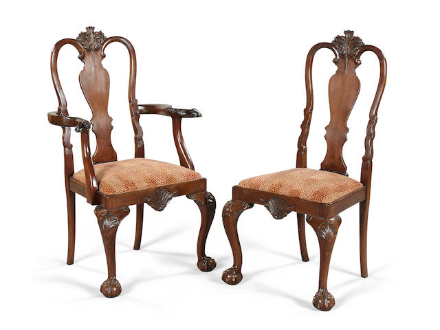 A good set of ten Dutch early 18th century style mahogany dining chairs first half 20th century