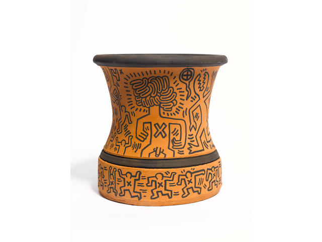 Keith Haring (American, 1958-1990) Untitled, 1984 a unique terracotta vase