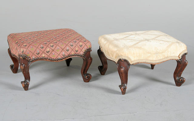 A pair Victorian walnut grained foot stools circa 1860