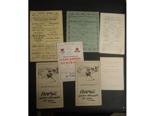 Early 20th Century rugby programmes