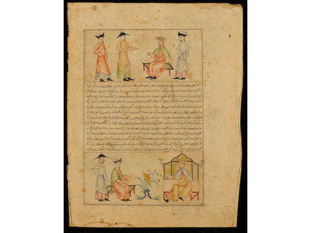 Four leaves from an illustrated manuscript of the Majma al-Tawarikh Persia, circa 1430(4)