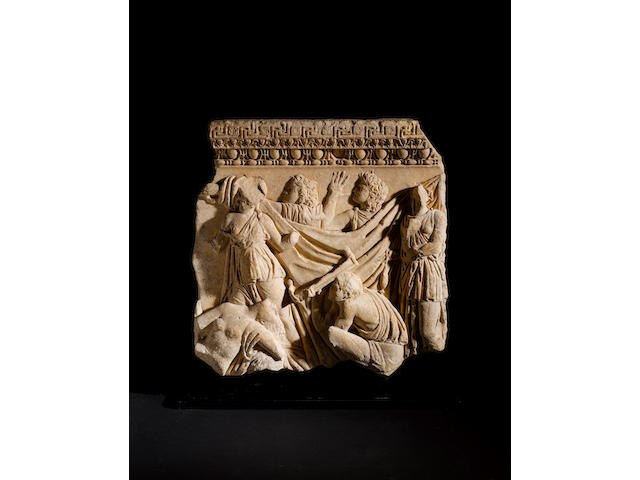 A Roman marble sarcophagus relief
