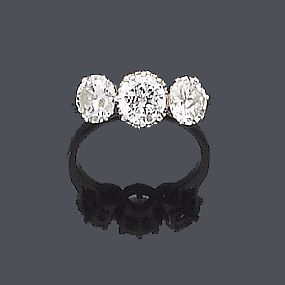 A diamond three-stone ring