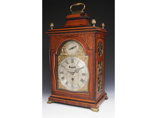 A George III satinwood and rosewood banded repeating bracket clock A Dickieson London