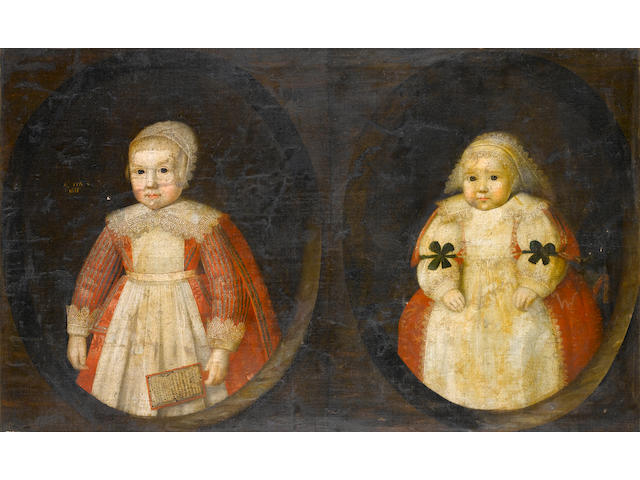 English School, 1633 Portrait of two young children of the Courtenay family,
