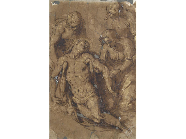 Attributed to Jacopo Palma il Giovane (Venice circa 1548-1628) Descent from the Cross 270 x 175 mm. unframed