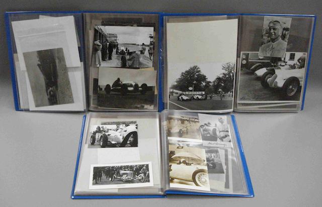 Three albums containing images of pre war German racing cars and drivers,