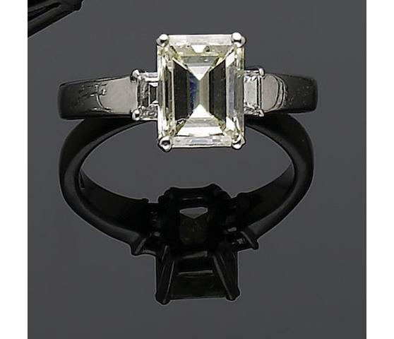 An octagonal-cut diamond single-stone ring